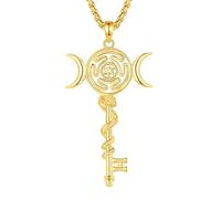 INFUSEU Collar Hecate Plata de Ley 925 18K Gold Diosa Luna Rueda Pagano Diosa Hécate Amuleto Bruja Serpiente Colgante Protección Runa Wiccan Joyería para la Mujer