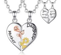 INFUSEU Collar Madre e Hija Corazón Partido Dos Piezas Colgante a Juego Joya Grabada You Are My Sunshine I Love You Always Forever Regalo Sentimental Único para Mamá
