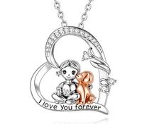 INFUSEU Collar Niña Perro Corazón con Circón Dos Tonos Negro Joya para Amante de Mascotas Regalo para Amante Perros