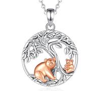 INFUSEU Collar para Madre E Hija, Collar Corazón Familiar Colgante Animal De Plata De Ley 925 Madre Oso y Niño Joyería Moda para Día De La Madre Original Regalo para para Mama Abuela Tía