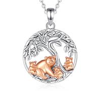 INFUSEU Collar para Madre E Hija, Collar Corazón Familiar Colgante Animal De Plata De Ley 925 Oso y Tres Hijos Joyería Moda para Original Regalo para para Mama Abuela Tía
