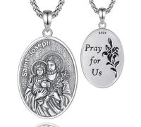 INFUSEU Collar santo josepy, San Elíptica Plata 925 Colgante para El Hombre Con La Ira Del Guerrero Miguel Oval Medalla para Mujeres