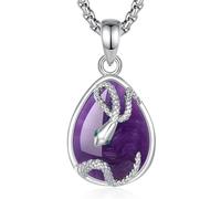 INFUSEU Collar Serpiente Colgante Piedra Amatista Piedras Naturales Protectoras De Cristal Amuletos De Proteccion Joyas Personalizado Regalo para Mujeres