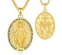 INFUSEU Collar Virgen María, 925 Plata 18K Gold Esterlina Santo Patrón Milagrosa Medalla Católica Colgante Cristiano Religiosa Guadalupe Joyería Protección Divino Amuleto Regalos para Mujeres