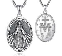 INFUSEU Collar Virgen María, 925 Plata Esterlina Santo Patrón Milagrosa Medalla Católica Colgante Cristiano Religiosa Guadalupe Joyería Protección Divino Amuleto Regalos para Mujeres