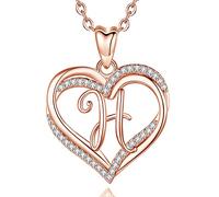 INFUSEU Collares únicos con inicial para mujeres y niñas, joyería con letras de corazón pequeño, regalos personalizados significativos, Length: 45mm, Width: 20.2mm, Height: 2mm, Chapado en oro rosa