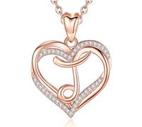 INFUSEU J Collar Inicial Para las Mujeres de la Señora, Corazón Letra de Circonio Cúbico CZ Joyería Romántica Regalos de Cumpleaños Para La Esposa Mamá Novia, 20 Pulgadas De La Cadena