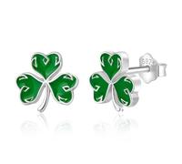INFUSEU Pendientes Trébol Irlandeses Plata De Ley 925 Colgantes Pendientes Joyas Elegantes San Patricio Regalos para Mujer