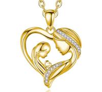 INFUSEU Regalo Dia De La Madre, Plata De Ley 925 Madre y Hijos Colgante Madre Hija 18K Oro Collar Corazon Mujer Madre Dia De La Madre Regalos Para Madre