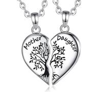 INFUSEU Set Collar Madre e Hija Árbol de la Vida Corazón Partido Colgante a Juego Joya Grabada Raíces Familiares Regalo para Mamá