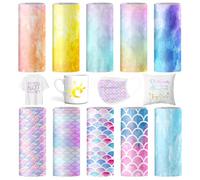 Infusible Transfer Ink Sheets para Cricut Joy 10 colores Tie Dye Infusible, 11,5 x 30,5 cm, papel de sublimación, hoja de tinta de sublimación para máquina de prensa de calor, para manualidades