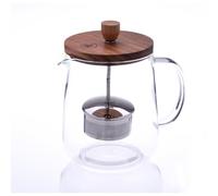 Infusiera de cristal de 1 l con tapa de madera.