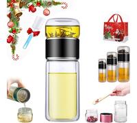 Infusifie Tea Infuser, 2025 New Glass Tea Infuser Bottle, Tea Infuser for Loose Leaf Tea, Double-Layer Portable Tea Water Separation Tea Cup for Loose Leaf Tea, 3 in 1 Smart Tea Maker (Black,420ml)
