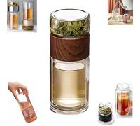 Infusifie Tea Infuser, Botella de Vidrio para Infusiones de Té, Taza de Té Portátil con Separación de Agua de Té, Infusor de Té de Vidrio de Doble Pared para Infusiones (Brown,420ml)