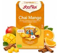 Infusión Chai Mango Yogi Tea Bio 17 Bolsitas 34 g, Mezcla Ecológica de Especias y Mango en Filtros Individuales para Bebida Caliente, Chai con Leche o Bebida Vegetal