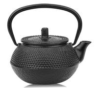 Infusor de acero inoxidable y mango ergonómico, tetera de hierro fundido, tetera japonesa de hierro fundido de 10 onzas, negra universal japonesa con infusor extraíble, cocina de inducción de