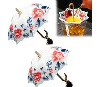Infusor de té de cerámica con forma de paraguas, filtro de té de porcelana para té suelto, diseño tradicional con flores (rojo*2)