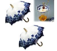 Infusor de té de cerámica con forma de paraguas, filtro de té de porcelana para té suelto, diseño tradicional con flores (azul*2)