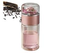 Infusor de té de vidrio | Botella infusora de té con aislamiento de doble capa - Botella de agua de vidrio con flores sueltas para viajes en casa