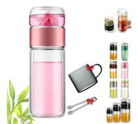 Infusor de vidrio Tryteava, Infusor de té inteligente 3 en 1 Teava, Tetera antigoteo Try Teava con filtro de acero inoxidable 304, Borosilicato de doble pared para tés sueltos (D, 420ML)
