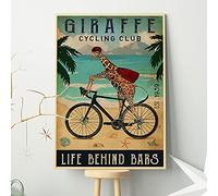 Inga Cartel de jirafa con diseño de jirafa de ciclismo, club de ciclismo, vida detrás de las barras, divertido cartel de jirafa, póster de metal de 20,3 x 30,5 cm