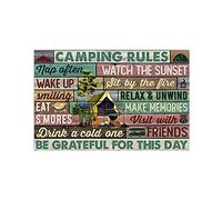 Inga Cartel de metal con texto en inglés "Camping Rules" (8 x 12 pulgadas)