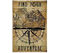 Inga Cartel de metal para decoración de hogar, dormitorio, cafetería, tienda y camping, senderismo, con diseño de Buscar tu aventura, camping, senderismo, 20,3 x 30,5 cm