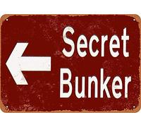 Inga Cartel de metal Secret Bunker retro para decoración de pared, letreros de lata, decoración de bar, cafetería y hogar, cartel de metal vintage de 8 x 12 pulgadas