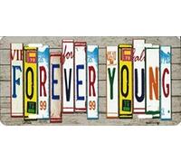 Inga Forever Young - Placa de matrícula de metal estilo corte 15,2 x 30,5 cm