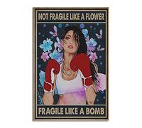 Inga Fragile Like A Bomb Boxing Girl Poster Guantes de Boxeo Deportivo Gimnasio Boxeo Mujeres Motivación Motivación Músculos Divertidos Regalo Metal Signs 8x12"