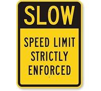 Inga Letrero de Aluminio con Texto en inglés Slow Speed Limit Strictly Enforce, 80 Mil Warning Tin Sign de 8 x 12 Pulgadas