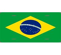 Inga Placa de matrícula brasileña de aluminio con la bandera de Brasil, 15,2 x 30,5 cm
