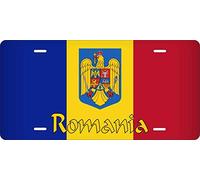 Inga - Placa de matrícula de coche/moto/ciclomotor personalizable, diseño de bandera de Rumanía, 15,2 x 30,5 cm
