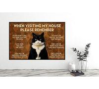 Inga Póster de «When Visiting My House Please Remember con reglas de los gatos y amantes de los gatos, decoración para el hogar, diseño de gato negro con texto en inglés When Visiting My House
