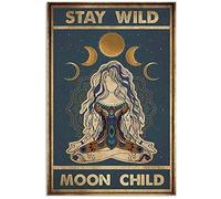 Inga Póster decorativo para pared con texto en inglés "Stay Wild Moon Child Home Wall Art Art Decor Wall Poster Metal Sign Poster 20,3 x 30,5 cm