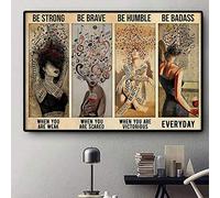 Inga Póster vintage de Be Strong Be Brave Be Humble Be Badass con texto en inglés "Be Strong Be Brave Be Humble Be Badass" (20,3 x 30,5 cm)