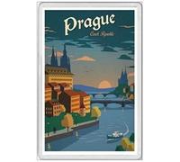 Inga PRAGUE - Imán para nevera de Jumbo, República Checa, Bohemia, Vitava, Ríper, metal, 8 x 12 pulgadas