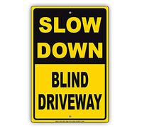 Inga Slow Down Blind Drive Safety First Reduce Speed Alert Funny Retro Metal Sign 20 x 30 cm
