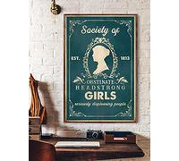 Inga Society of Obstinate Headstrong Girls Seriously Displeasing People From 1813 Jane Austen Book Jane Austen - Cartel de metal para cumpleaños, 20 x 30 cm