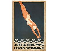 Inga Swimmer just a girl who loves swimming and poster Metal Tin Sign regalo de cumpleaños 8 x 12 pulgadas