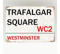 Inga Trafalgar Square London Street Sign Metal Placa de pared de aluminio para puerta de la calle de metal placa de estaño de metal/Retro Decor placa 8 x 12 pulgadas