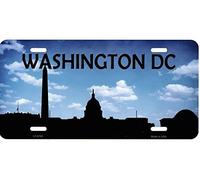 Inga Washington DC Skyline - Placa de matrícula de Metal con Silueta de Silueta de 6 x 12 Pulgadas