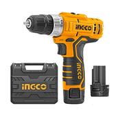 Ingco Cdli1232 - Taladro atornillador de batería de 12 V y 2 pilas incluidas en maletín profesional