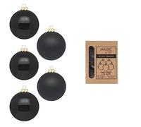 Inge-glas Bolas de Navidad de cristal, 3 cm x 24 unidades, en caja de cartón, pequeñas bolas de Navidad, color negro, dorado