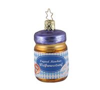 Inge-glas Colgante de Navidad de cristal de mostaza de salchicha blanca | IG-10042S018