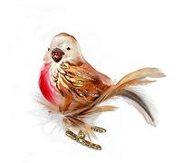 Inge-glas - Decoración para árbol de Navidad, adorno para el árbol de Navidad - pájaro - petirrojo - 7 cm - cristal soplado artesanalmente.