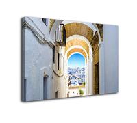 INGENIA HOME Cuadro lienzo canvas Calle típica de Vejer de la Frontera un dia soleado Cadiz Andalucia España - Alta resolución - Varias medidas (100_x_66_cm)