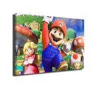 INGENIA HOME Cuadro lienzo canvas Mario World 3D Princess Peach y Super Champiñon- Alta resolución - Varias medidas (53_x_80_cm)