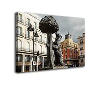 INGENIA HOME Cuadro lienzo canvas Monumento El Oso y el Madroño Puerta del Sol Madrid España - Alta resolución - Varias medidas (60_x_40_cm)