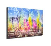 INGENIA HOME Cuadro lienzo canvas Nubes de humo de colores en las Fallas de la ciudad de Valencia- Alta resolución - Varias medidas (50_x_33_cm)